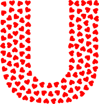 Valentine Hearts Alphabet Font U