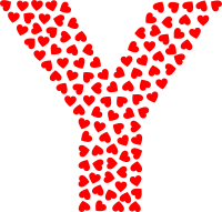 Valentine Hearts Alphabet Font Y