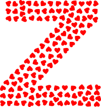 Valentine Hearts Alphabet Font Z