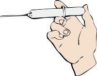 hand and syringe
