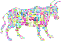 Year Of The Ox 2021 Silhouette Word Cloud