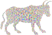 Year Of The Ox 2021 Silhouette Word Cloud Polyprismatic