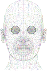 Wireframe Man Head Colorful Strokes