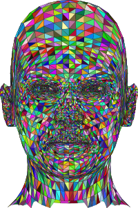 Wireframe Man Head Colorful With Strokes