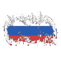 Russian National Flag Splatter Outline Mix