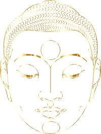Buddha Face Line Art With Hair Gold No Silhouette