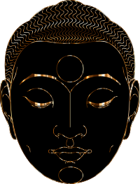 Buddha Face Line Art With Hair Gold 2