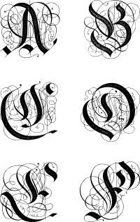 Vintage English Alphabet 15 A-F