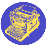 Typewriter in Blue Circle