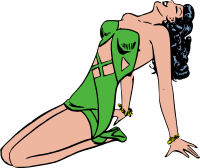Woman in green swimsuit