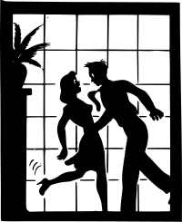 Couple window silhouette