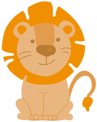 Drawing of a cute smiling sitting lion