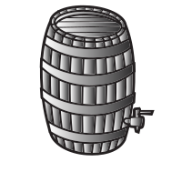 A barrel for wine or whiskey