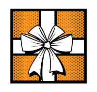 Gift box with white ribbon