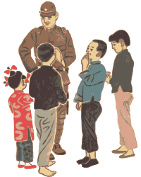 Japanese Solider and Kids