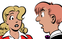 Retro comic boy and girl
