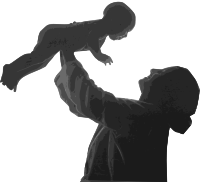 Silhouette of Mother and Baby