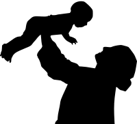 Silhouette of Mother and Baby