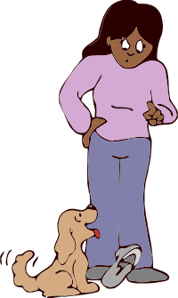 woman scolding dog (dark skin vers)