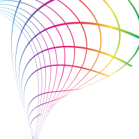 Wavy coloured lines on white background