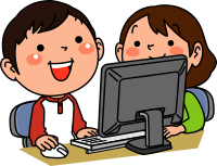 Children using desktop computer