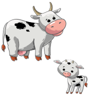 cartoon dairy cow and calf
