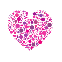 Pink dots heart silhouette