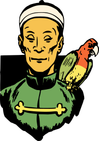 Chinese man with parrot
