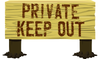 Wooden Keep Out sign