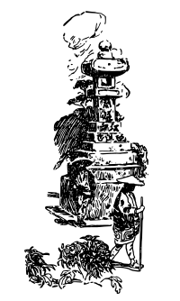 Stone Lantern and Man