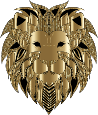 Decorative Lion Head Line Art By Alexas_Fotos Gold