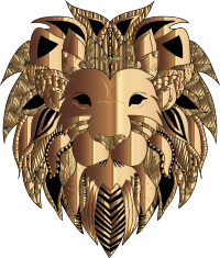 Decorative Lion Head Line Art By Alexas_Fotos Gold 2