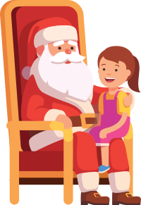 Little Girl Sitting On Santa's Lap