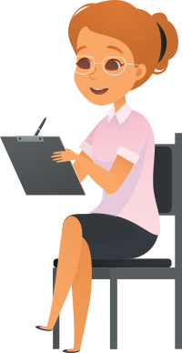 Woman Sitting Writing On Clipboard