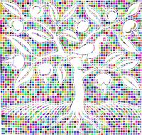 Vintage Bird In A Tree Mosaic Colorful No BG
