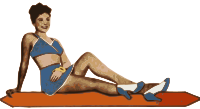 Pinup Girl in a Blue Skirt