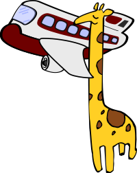 Giraffe Looking into an Airplane