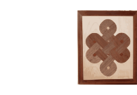 Ming Knot as vector with picture of item made with veneers mounted on baseboard