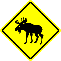 moose crossing caution sign
