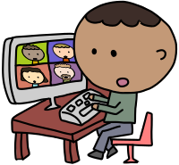 Teleconference Man in a Meeting