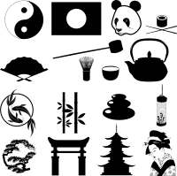 Japanese Culture Symbols Silhouette By Karen Arnold Vectorized