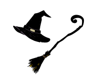 Witch Hat and Broom - Isolated