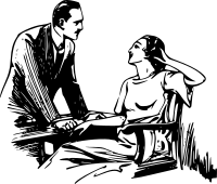 Man and woman talking