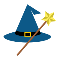 wizard hat and wand