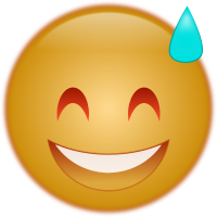 Grinning Face with Sweat emoji