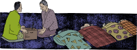 Two Men and Kids in Futons - Colour Remix
