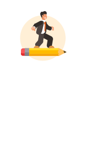 Man flies on a pencil
