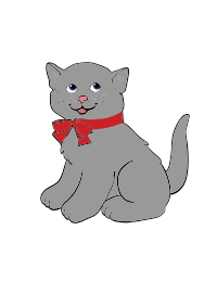 Vintage style Grey cat/kitten clip art vector remake