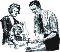 Family Washes Hands Together