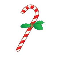 Candy cane with holly